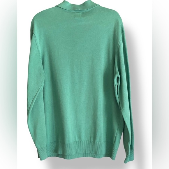 ZARA Structured Knit Long Sleeve Polo Men’s Size XL Green Business Casual NWOT - Picture 4 of 11